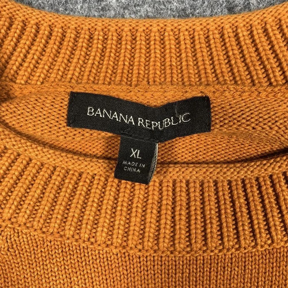 Banana Republic Sweater Mens XL Orange Cotton Blend Crewneck Knit Pullover